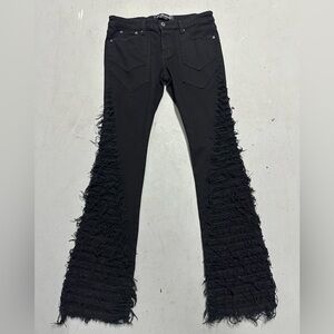 VALABASAS Men's Flare Skinny Denim Jeans Black Size 32 Fray